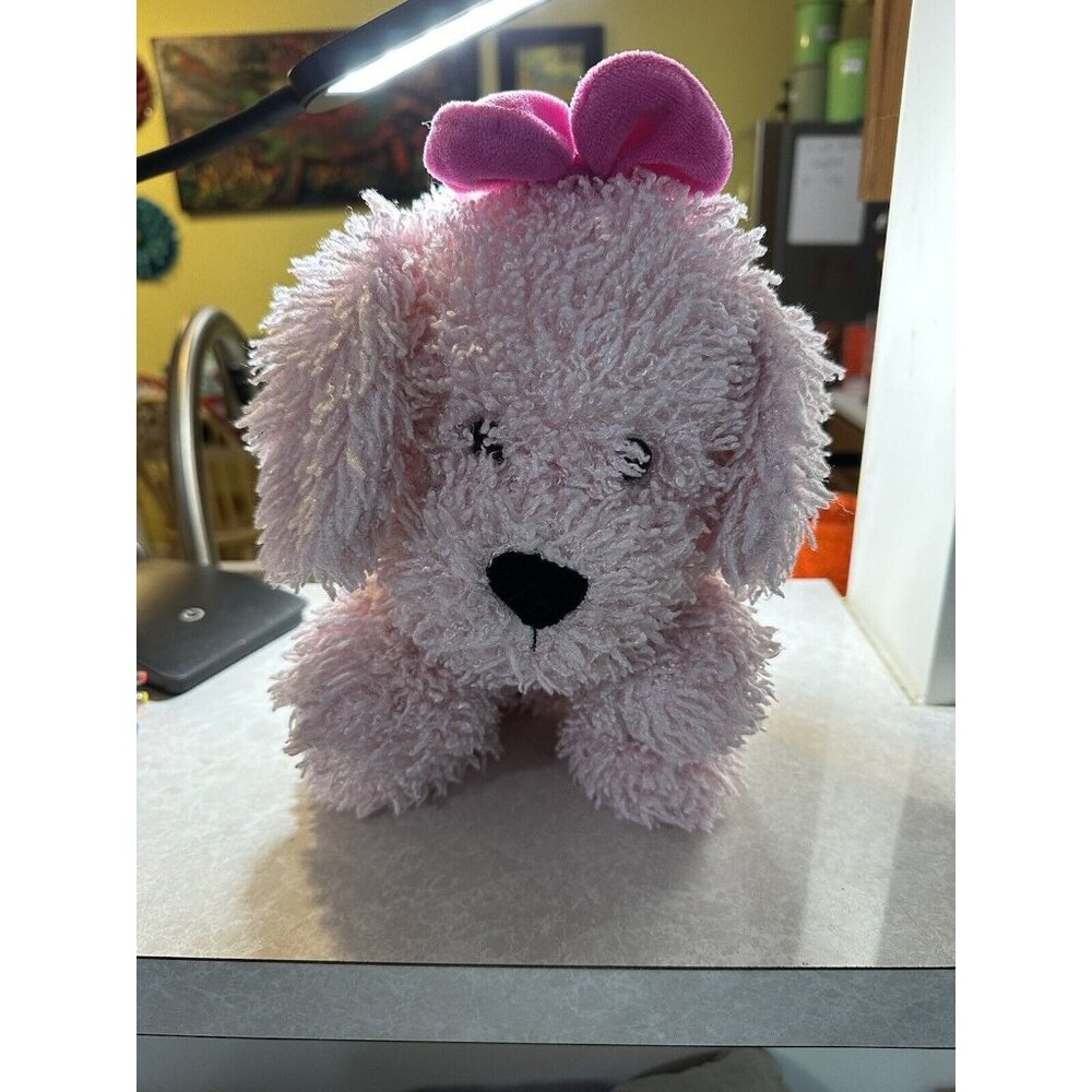 Animal Adventure Pink Poodle Puppy Dog 12” Curly Stuffed Animal Plush Weighted